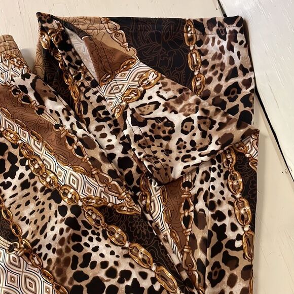 Medium Philosophy Republic pull on wide leg cheetah animal print flared pants - Picture 4 of 13